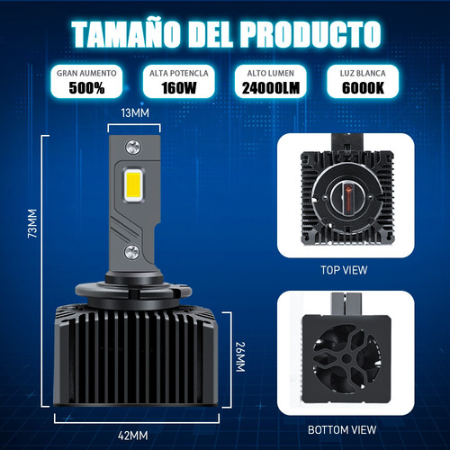 Par Faros Led Para Hid Xenón D3s/d3r/d3c 160w 24000lm 6000k