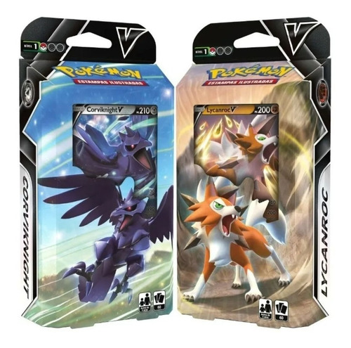 Deck Pokemon Batalha V Lycanroc Ou Corviknight Jogo Cartoon