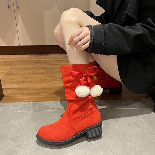 E Botas De Invierno Para Mujer, Zapatos De Tacón Bajo, Cómod