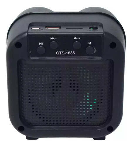 Parlante Bluetooth Portátil Recargable Con Luz Led Color Negro