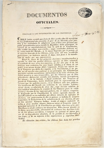 Documentos Oficiales Gobierno Chile Independencia 1830