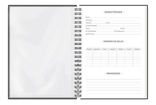 Caderno Universitário Capa Dura Pontilhado 1x1 - 80 Folhas Cor Preto