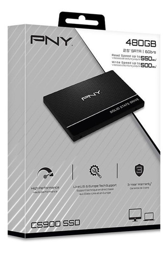 Imagen 5 de 5 de Disco sólido SSD interno PNY SSD7CS900-480-RB 480GB negro