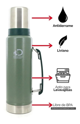 Imagen 3 de 9 de Termo Matero Discovery Acero Inoxidable 1.3 Litros