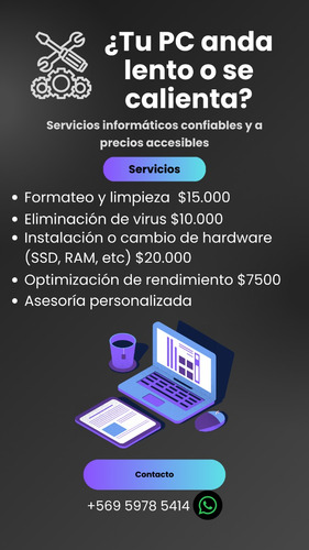 Servicio Técnico Pc/ Formateo/ Limpieza Virus