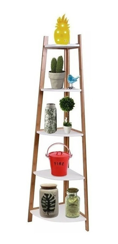 Imagen 3 de 4 de Estanteria Alacena Esquinero Bamboo Con Blanco Hts