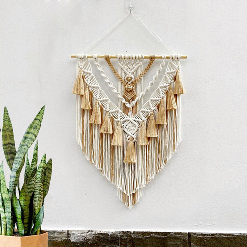 Tapiz De Macramé, Colgante De Pared Tejido A Mano Bohemio