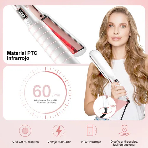 Operacion® Plancha Para Cabello Infrarrojos Cerámica Plancha Panel de 2,2 pulgadas con 26 tipos de temperatura y bloqueo fijo con cable de 360° Plana Para Cabello Plancha