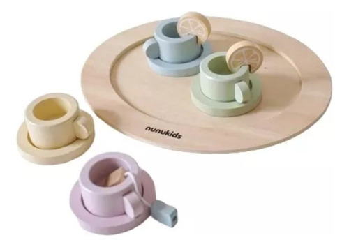 Juego De Té Niños Nunukids. Todo En Madera Colores Pasteles