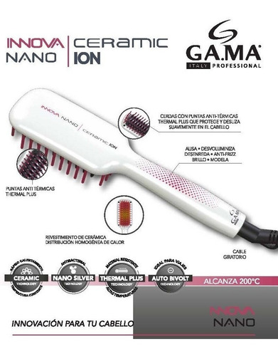 Imagen 3 de 10 de Cepillo Alisador Gama Innova Compacto Cabello Pelo Antifrizz