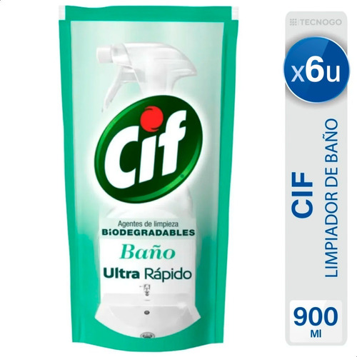 Limpiador De Baño Cif Ultra Rapido Biodegradables X6