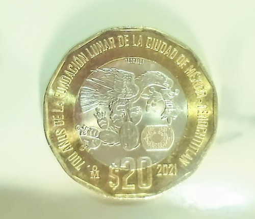 Moneda 20 Pesos, 2021. 700 Años De La Fundación Lunar México