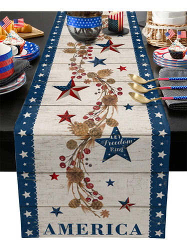 4th Of July Star Table Runner 90 Inche Long Farmhouse Dress