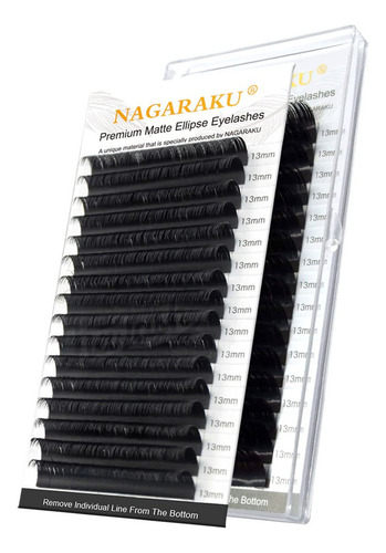 Cílios Nagaraku Premium Matte Ellipse Lashes Fios Ellipse Efeito Rímel 0.20 C 12mm 16 Fileiras Cor Preto