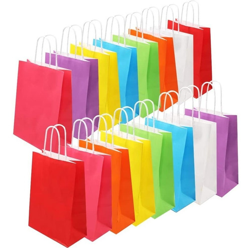 Bolsas De Papel Con Asas Grande, Pack X 12 Varios Colores
