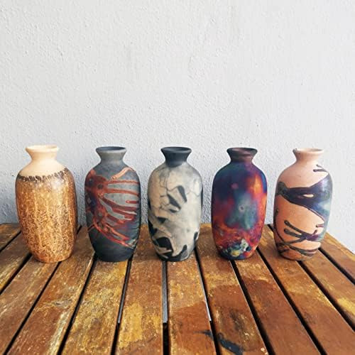 Raaquu Koban Jarrón De Cerámica Raku De 7 Pulgadas - Cerámic