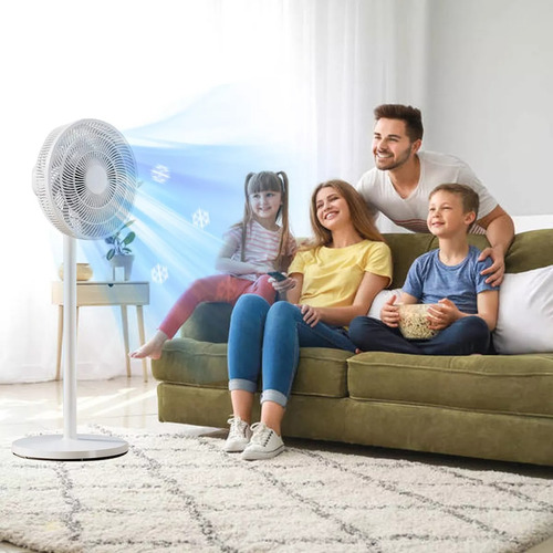 Ventilador De Piso 3 Niveles Silencioso Ventilador Para Casa Cantidad de aspas 10 Estructura Blanco Aspas Blanco Diámetro 16 " Frecuencia 50Hz / 60Hz Material de las aspas ABS