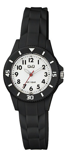 Reloj Q&q Análogo Pulsera De Dama Sumergible 100mts Color De La Correa Negro Color Del Fondo Blanco