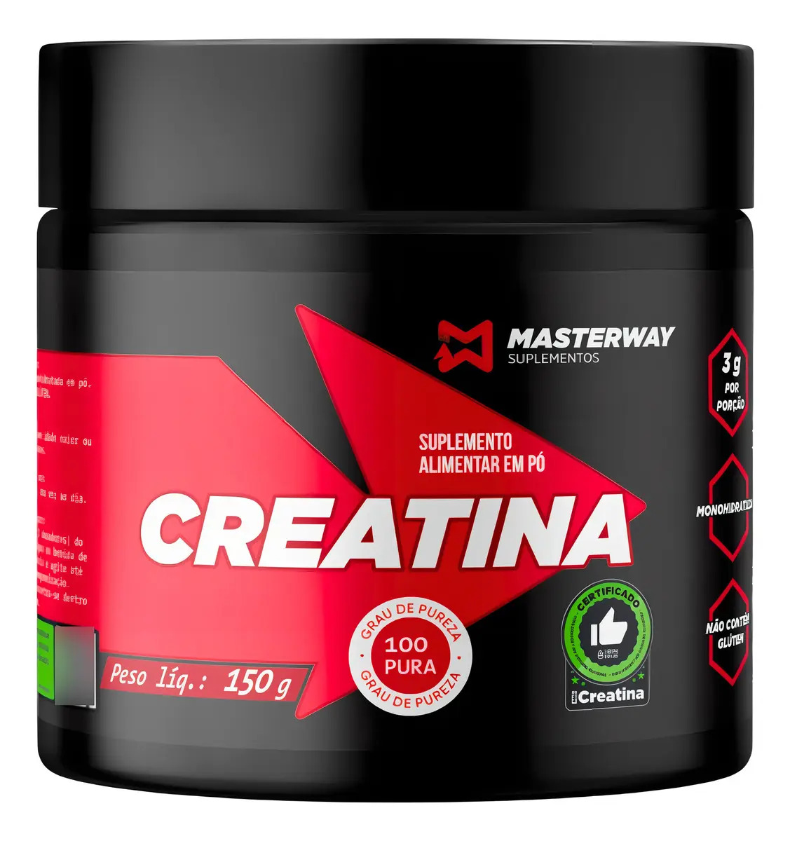 Creatina Monohidratada 150g Masterway Pó Sabor Natural Esportivo