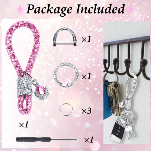 Llavero De Coche Brillantes Para Mujeres Rosa Color