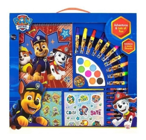 Super Set Creativo Escolar Paw Patrol Acuarela Sticker Orig 