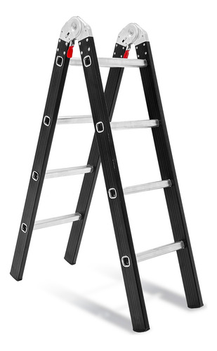 Escalera Tijera De Aluminio 8 Escalones 2,22m Black Edition.
