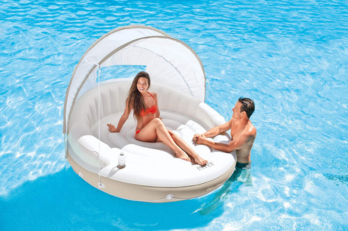 Cama Flotante Intex Alberca Lago Hasta 200kg Con Portavasos