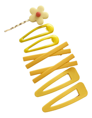 Hebillas De Pelo Clip Niña Colores X 7 Unidades Color Amarillo