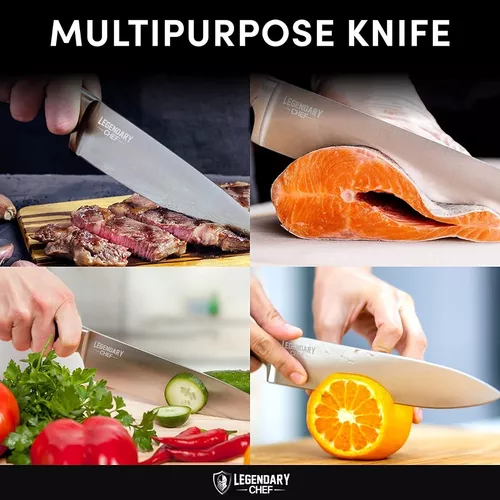 FXFSTEEL Cuchillo de chef, cuchillo de chef profesional de 9 pulgadas,  cuchillo de cocina afilado de acero inoxidable para cortar carne y  verduras