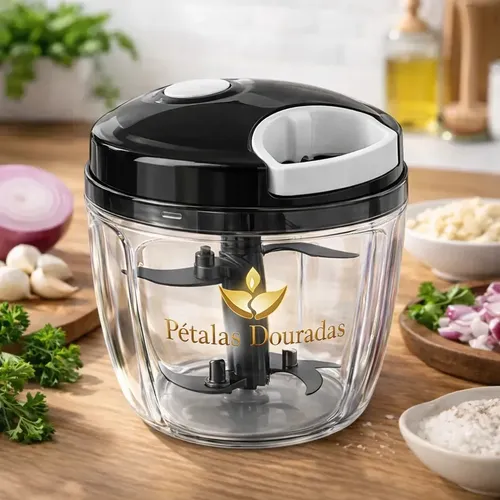 Triturador de Alimentos Manual 900ml com 5 Lâminas Inox – Picador...