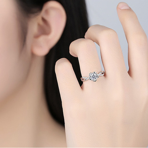 Imagen 5 de 6 de Anillo Moderno De Plata 925 Flor Melocotón