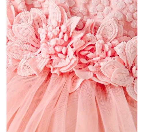 Bodie Vestido Beba Tul Flores Fiesta Bautismo