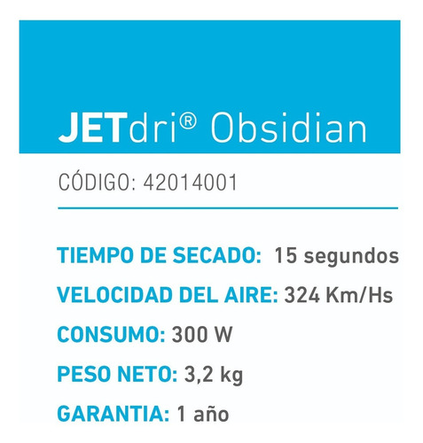Secamanos Eléctrico Inelec Jetdri Obsidian Automático Sensor