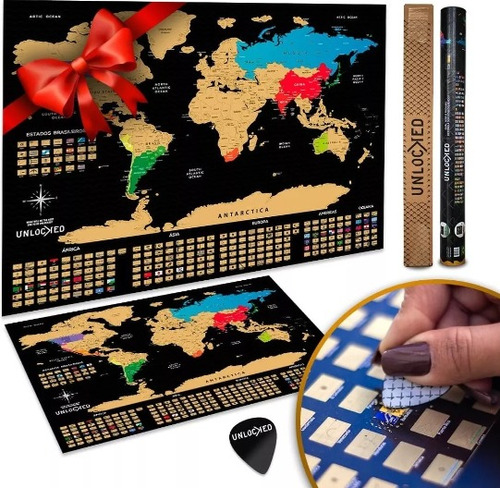 Kit Mapas De Raspar Mundi 1- 94x60 + 1 - 82x60 Unlocked 