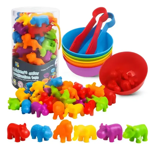 Brinquedo Animais De Silicone Classificação Das Cores Pinça Cor Animais da Flore