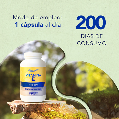 Vitamina E + Omega 3 Antioxidante | 200 Cápsulas | Naturagel Sabor Sin sabor