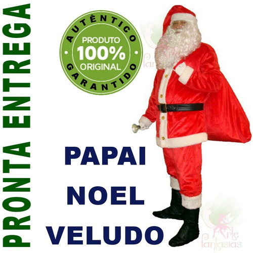 Roupa Fantasia De Papai Noel Veludo Profissional Completa