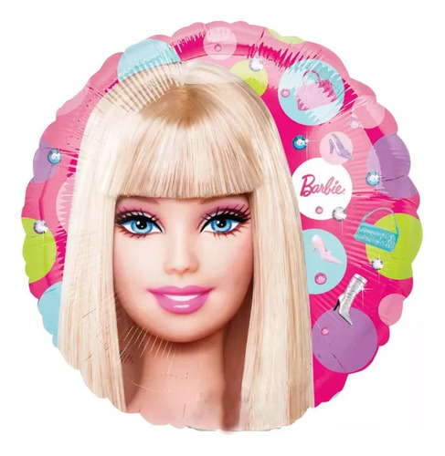 Balão Metalizado Barbie Lindo 22,5cm 6unids +pega-balão Top! Cor Rosa