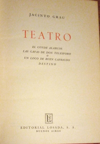 Jacinto Grau Teatro El Conde Alarcos Destino 