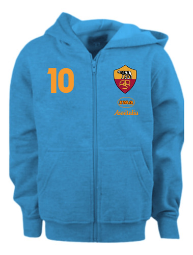 Campera  Salida Algodon As Roma De Italia Canguro C/capucha