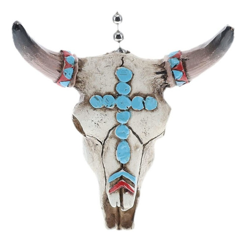 Western Bull Skull Tribal Tirador Abanico Turquesa