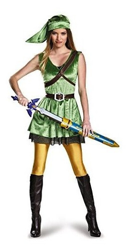 Disfraz De Legend Of Zelda Link Disfraz De Mujer, Verde,