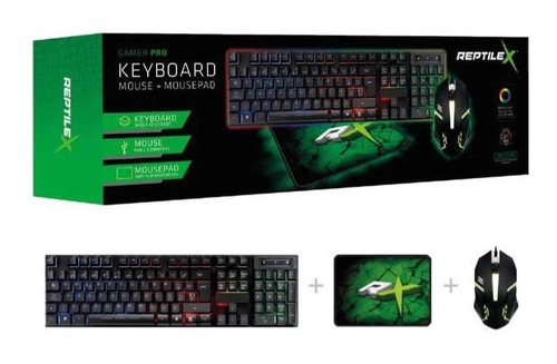 Kit Gamer 3 En 1 Teclado Mouse Y Pad Reptilex Led