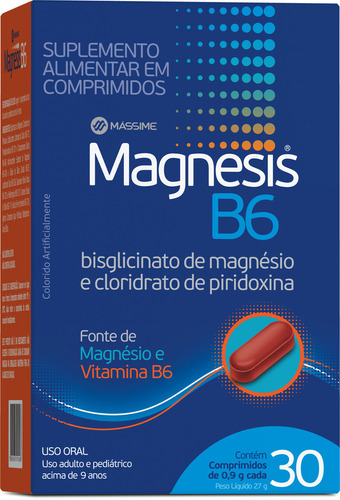 Magnesis B6 30 Comprimidos - Fonte de Magnésio e Vitamina B6