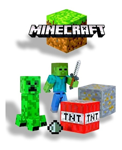 Minecraft Set Zombie - Creeper, 2 Figuras