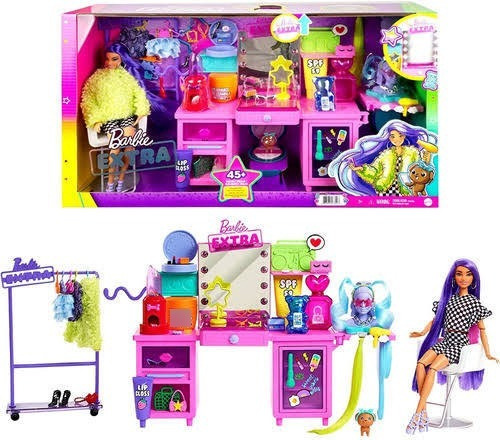 Barbie Extra Con Set De Juego De Espejo Y Tocador