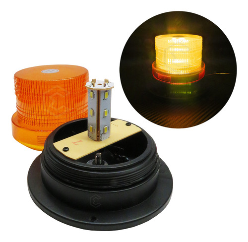 Torreta De Led Ambar Estrobo Uso Rudo Con Iman Ip67 12-24v