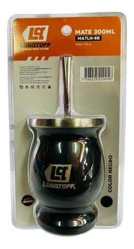 Imagen 3 de 6 de Mate De Acero Inoxidable 300 Ml Lusqtoff Negro Con Bombilla