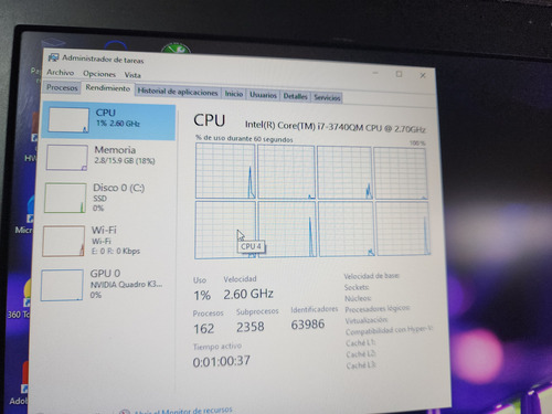 Laptop Hp Elitebook 8770w Core I7 8 Cores 16+240 Ssd 17 Plg Gris (Usado)