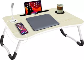 Mesa Plegable Portátil Para Laptop Con 4 Puertos Usb / Cama